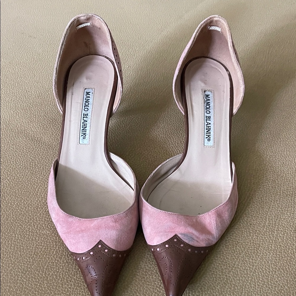 Manolo Blahnik Pink and Brown Heels